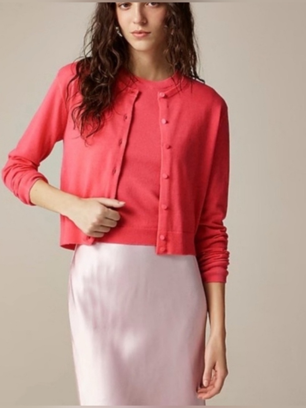 NWOT J. Crew Featherweight Cropped Cashmere Cardigan in Garden Rose